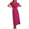 imageHappy Sailed Womens Formal Dress 2025 Trendy Elegant Batwing Sleeve Front Wrap Tie Waist Long Maxi Cocktail Party DressesRose Red