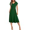 imageHappy Sailed Womens Pleated Midi Dress Summer V Neck Cap Sleeve Slim Fit ALine Cocktail Party DressesBlackish Green