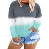 imageHappy Sailed Womens Plus Size Tie Dye Sweatshirt Casual Long Sleeve Crew Neck Colorblock Pullover Tops3X Gray