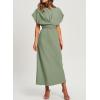 imageHappy Sailed Womens Formal Dress 2025 Trendy Elegant Batwing Sleeve Front Wrap Tie Waist Long Maxi Cocktail Party DressesLight Green