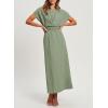 imageHappy Sailed Womens Formal Dress 2025 Trendy Elegant Batwing Sleeve Front Wrap Tie Waist Long Maxi Cocktail Party DressesLight Green