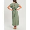 imageHappy Sailed Womens Formal Dress 2025 Trendy Elegant Batwing Sleeve Front Wrap Tie Waist Long Maxi Cocktail Party DressesLight Green