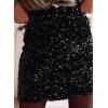 imageHappy Sailed Womens Sequin Skirt Sparkly Stretchy Velvet High Waisted ALine Mini Skorts Night Out Glitter SkirtsBlack