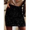 imageHappy Sailed Womens Sequin Skirt Sparkly Stretchy Velvet High Waisted ALine Mini Skorts Night Out Glitter SkirtsBlack