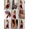 imageHappy Sailed Womens Sequin Skirt Sparkly Stretchy Velvet High Waisted ALine Mini Skorts Night Out Glitter SkirtsBurgundy Red