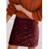 imageHappy Sailed Womens Sequin Skirt Sparkly Stretchy Velvet High Waisted ALine Mini Skorts Night Out Glitter SkirtsBurgundy Red