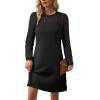 imageHappy Sailed Womens Cocktail Dresses Lace Crochet Long Sleeve Side Button A Line Shift Dress with Pockets Trendy Fall 2025Black