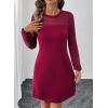 imageHappy Sailed Womens Cocktail Dresses Lace Crochet Long Sleeve Side Button A Line Shift Dress with Pockets Trendy Fall 2025Burgundy