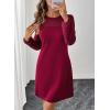 imageHappy Sailed Womens Cocktail Dresses Lace Crochet Long Sleeve Side Button A Line Shift Dress with Pockets Trendy Fall 2025Burgundy