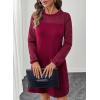 imageHappy Sailed Womens Cocktail Dresses Lace Crochet Long Sleeve Side Button A Line Shift Dress with Pockets Trendy Fall 2025Burgundy