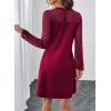 imageHappy Sailed Womens Cocktail Dresses Lace Crochet Long Sleeve Side Button A Line Shift Dress with Pockets Trendy Fall 2025Burgundy