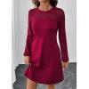 imageHappy Sailed Womens Cocktail Dresses Lace Crochet Long Sleeve Side Button A Line Shift Dress with Pockets Trendy Fall 2025Burgundy