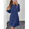 imageHappy Sailed Womens Cocktail Dresses Lace Crochet Long Sleeve Side Button A Line Shift Dress with Pockets Trendy Fall 2025Navy Blue