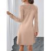 imageHappy Sailed Womens Cocktail Dresses Lace Crochet Long Sleeve Side Button A Line Shift Dress with Pockets Trendy Fall 2025Oatmeal
