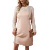 imageHappy Sailed Womens Cocktail Dresses Lace Crochet Long Sleeve Side Button A Line Shift Dress with Pockets Trendy Fall 2025Oatmeal