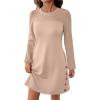 imageHappy Sailed Womens Cocktail Dresses Lace Crochet Long Sleeve Side Button A Line Shift Dress with Pockets Trendy Fall 2025Oatmeal