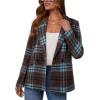 imageHappy Sailed Womens Plaid Blazer Classic Lapel Collar Double Breasted Open Front Blazers Jackets Work Suit with PocketsBlue