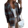 imageHappy Sailed Womens Plaid Blazer Classic Lapel Collar Double Breasted Open Front Blazers Jackets Work Suit with PocketsBlue