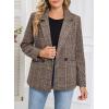 imageHappy Sailed Womens Plaid Blazer Classic Lapel Collar Double Breasted Open Front Blazers Jackets Work Suit with PocketsCoffee