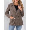 imageHappy Sailed Womens Plaid Blazer Classic Lapel Collar Double Breasted Open Front Blazers Jackets Work Suit with PocketsCoffee