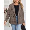 imageHappy Sailed Womens Plaid Blazer Classic Lapel Collar Double Breasted Open Front Blazers Jackets Work Suit with PocketsCoffee