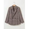 imageHappy Sailed Womens Plaid Blazer Classic Lapel Collar Double Breasted Open Front Blazers Jackets Work Suit with PocketsDark Khaki