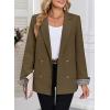 imageHappy Sailed Womens Plaid Cuff Blazers Double Breasted Open Front Business Casual Office Blazer Jackets Work OutfitsBrown