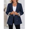 imageHappy Sailed Womens Plaid Cuff Blazers Double Breasted Open Front Business Casual Office Blazer Jackets Work OutfitsNavy Blue