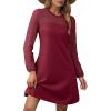 imageHappy Sailed Womens Cocktail Dresses Lace Crochet Long Sleeve Side Button A Line Shift Dress with Pockets Trendy Fall 2025Burgundy