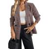 imageHappy Sailed Womens Plaid Blazer Classic Lapel Collar Double Breasted Open Front Blazers Jackets Work Suit with PocketsDark Khaki