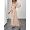imageHappy Sailed Fall Jumpsuits for Women Dressy Long Sleeve Lace Insert High Waisted Wide Leg Pants Rompers One Piece OutfitsApricot