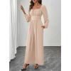 imageHappy Sailed Fall Jumpsuits for Women Dressy Long Sleeve Lace Insert High Waisted Wide Leg Pants Rompers One Piece OutfitsApricot