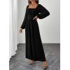 imageHappy Sailed Fall Jumpsuits for Women Dressy Long Sleeve Lace Insert High Waisted Wide Leg Pants Rompers One Piece OutfitsBlack