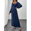 imageHappy Sailed Fall Jumpsuits for Women Dressy Long Sleeve Lace Insert High Waisted Wide Leg Pants Rompers One Piece OutfitsDark Blue