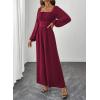 imageHappy Sailed Fall Jumpsuits for Women Dressy Long Sleeve Lace Insert High Waisted Wide Leg Pants Rompers One Piece OutfitsFiery Red