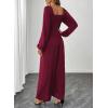 imageHappy Sailed Fall Jumpsuits for Women Dressy Long Sleeve Lace Insert High Waisted Wide Leg Pants Rompers One Piece OutfitsFiery Red