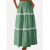 imageHappy Sailed Womens Boho Maxi Skirts Colorblock Wave Striped Elastic High Waist A Line Flowy Long Skirts with Pockets