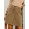 imageHappy Sailed Womens Corduroy Skirts Fall Winter High Waisted Button Down Aline Short Mini Skirt with PocketsKhaki Camel