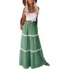 imageHappy Sailed Womens Boho Maxi Skirts Colorblock Wave Striped Elastic High Waist A Line Flowy Long Skirts with Pockets