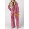 imageHappy Sailed Womens Square Neck Jumpsuits  High Waisted Wide Leg Pants Rompers with PocketsLong Sleeve One Piece OutfitPink