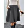 imageHappy Sailed Womens Winter Fall Tweed High Waisted Flared Mini Skater Skirt A Line Pleated Midi SkirtsBlack