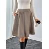 imageHappy Sailed Womens Winter Fall Tweed High Waisted Flared Mini Skater Skirt A Line Pleated Midi SkirtsBrown