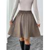 imageHappy Sailed Womens Winter Fall Tweed High Waisted Flared Mini Skater Skirt A Line Pleated Midi SkirtsBrown