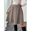 imageHappy Sailed Womens Winter Fall Tweed High Waisted Flared Mini Skater Skirt A Line Pleated Midi SkirtsBrown