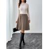 imageHappy Sailed Womens Winter Fall Tweed High Waisted Flared Mini Skater Skirt A Line Pleated Midi SkirtsBrown