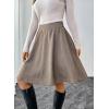 imageHappy Sailed Womens Winter Fall Tweed High Waisted Flared Mini Skater Skirt A Line Pleated Midi SkirtsBrown