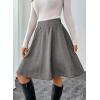 imageHappy Sailed Womens Winter Fall Tweed High Waisted Flared Mini Skater Skirt A Line Pleated Midi SkirtsGrey