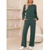 imageHappy Sailed Jumpsuits for Women Casual Loose Solid Ribbed Crewneck Long Sleeve Long Romper with PocketsDark Green