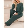 imageHappy Sailed Jumpsuits for Women Casual Loose Solid Ribbed Crewneck Long Sleeve Long Romper with PocketsDark Green