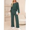 imageHappy Sailed Jumpsuits for Women Casual Loose Solid Ribbed Crewneck Long Sleeve Long Romper with PocketsDark Green